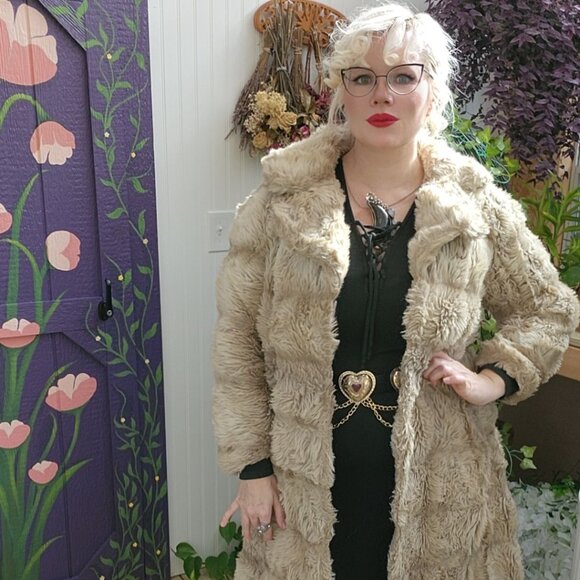 Vintage 1970's Boho Faux Fur Fuzzy Dress Length Coat, AS IS  Needs CLEANED - Picture 1 of 15